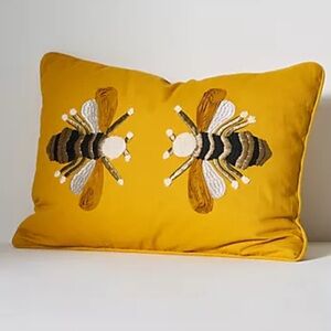 Mirabelle Cotton Embroidered Pillow - Bee | NWT